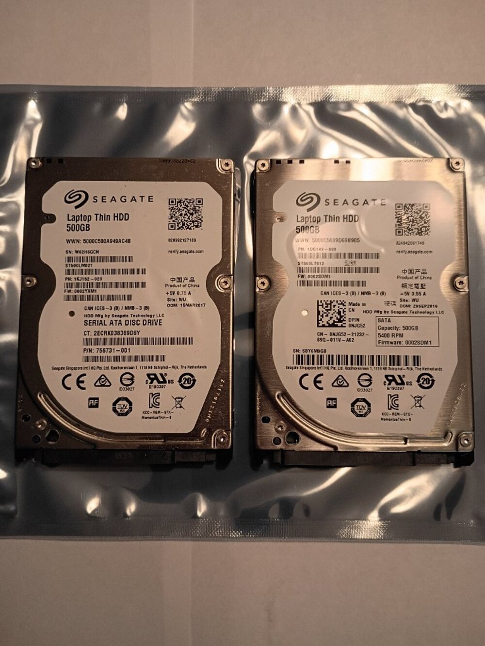 500GB Hard Drive, Seagate, Internal, Lot of 2